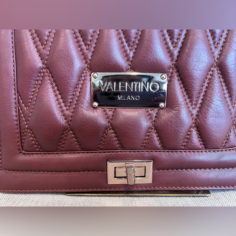 Valentino by Mario Valentino Quilted Leather Chain Shoulder Bag – Burgundy Wine - Picture 2 of 16